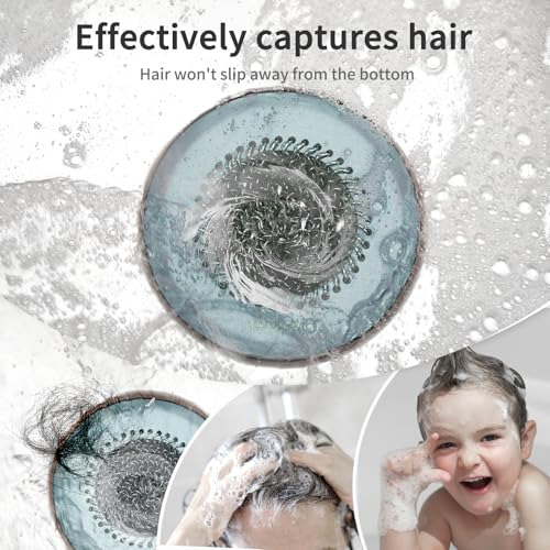 TRAPMATE Reversible Bathtub Drain Hair Catcher, Prevent Clogging Shower Drain Cover, Patend 304 Stainless Steel Drain Strainer for Regular & Pop-up Drain (Teal) - color: Teal Blue