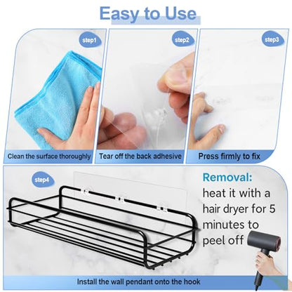Shower Caddy Adhesive Replacement,Strong Shower Shelf Adhesive | WaterProof Showers Adhesives Strip, Adhesive Hook for Showers, No Drilling for Bathroom Storage Shelve and Kitchen Rack - color: 2pcs Transparent