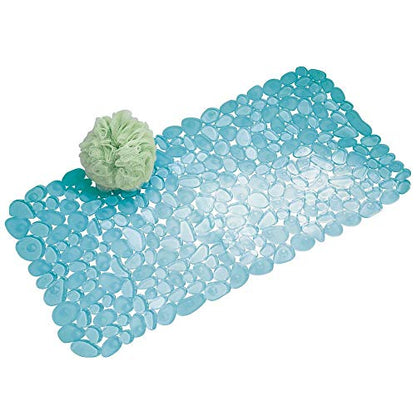 iDesign Pebblz Suction Non-Slip Bath Mat, Blue, Set of 1 | For Shower Bathtub and Stall - color: Blue