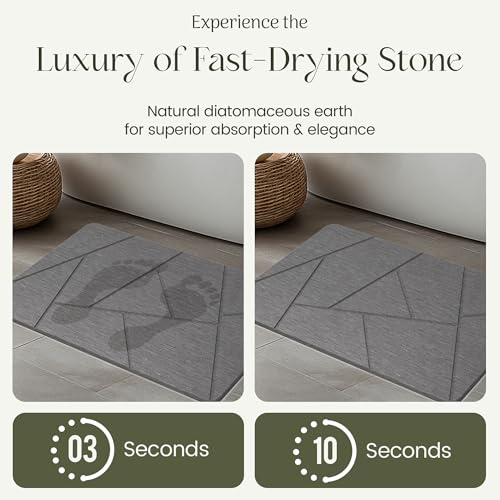 Quick Dry Shower Stone Bath Mat, Super Absorbent & Non-Slip 24 x 16 Inch Diatomaceous Earth Mat, Durable & Easy to Clean Diatomite Bath Mat for Bathroom Floor/Kitchen (River Silt) - color: River Silt