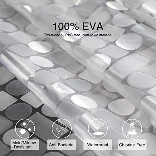 WELTRXE Shower Curtain Liner Waterproof, Clear 3D Geometric Patterns Heavy Duty Shower Liner with Magnets for Bathroom Shower Stall, Bathtubs, Thick Liner Without Chemical Smell, 72 x 72, 12 Hooks - color: Clear - Geometric Patterns