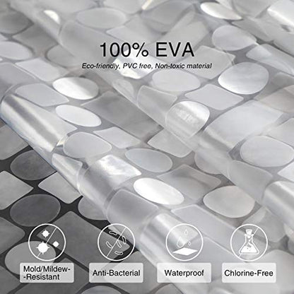WELTRXE Shower Curtain Liner Waterproof, Clear 3D Geometric Patterns Heavy Duty Shower Liner with Magnets for Bathroom Shower Stall, Bathtubs, Thick Liner Without Chemical Smell, 72 x 72, 12 Hooks - color: Clear - Geometric Patterns