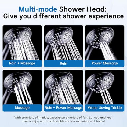 G-Promise Shower Head with Metal Shower Holder and Long Hose | High Pressure, Solid Brass Holder, 6 Spray Settings, 70" to 75" Stainless Steel Hose, Adjustable Angle, Easy DIY - color: Oil Rubbed Bronze