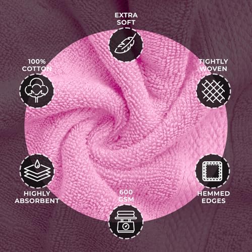 Avalon Towels Wash Cloths 12 Pack Pink 100% Cotton Washcloths 12x12 Face Towels, Wash Rags, Facial Towel, fingertip Towel for Bathroom, Pink Washcloth - color: Pink