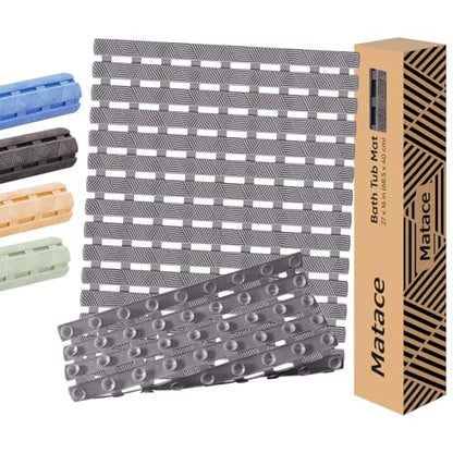 Bathtub Mat Non Slip - for Inside Bath Tub & Shower, Large 40x16 Inch, 261 Strong Suction Cups, Soft Textured Surface, Fast Drain & Quick Dry, Bathroom Safety Mat, Dark Gray, Matace - color: Dark Gray, size: 40" x 15.8" (Rectangular)