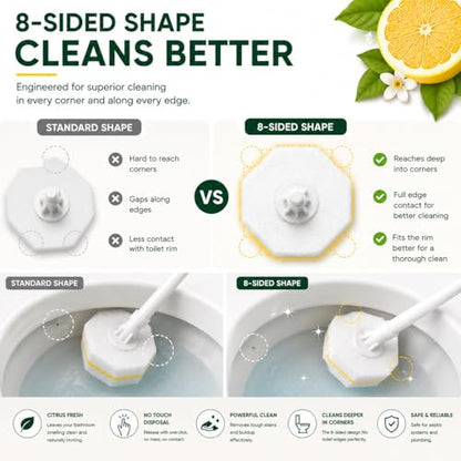 Toilet Wand Refills 60 Count Lemon Scent – Disposable Toilet Bowl Cleaner Brush Heads with Fresh Citrus Fragrance, Fits Most Standard Toilet Wand Handles, Hygienic No-Touch Cleaning Sponge Pads - size: 1 Count (Pack of 60)