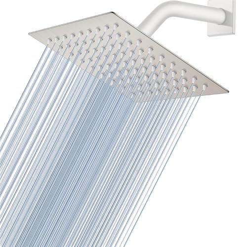 Midanya Square Rain Shower Head,High Pressure,Brushed Nickel 6 Inch | 360°Swivel,Ceiling or Wall Mount,Waterfall Full Body Coverage,Bathroom Remodel,Stainless Steel Large Rainfall Shower Head - color: Nickel, size: 6 Inch