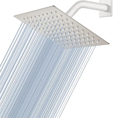 Midanya Square Rain Shower Head,High Pressure,Brushed Nickel 6 Inch | 360°Swivel,Ceiling or Wall Mount,Waterfall Full Body Coverage,Bathroom Remodel,Stainless Steel Large Rainfall Shower Head - color: Nickel, size: 6 Inch