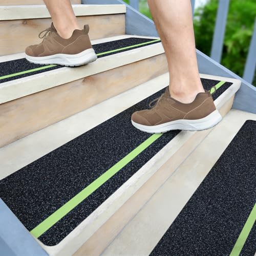 LifeGrip Anti Slip Traction Treads 15 Pack, 6"x32" Glow in Dark Stripe, Outdoor Grip Tape Grit Non Slip, Outdoor Non Skid Tape, High Traction Friction Abrasive Adhesive for Stairs Step - color: Glow, size: 6" x 32"