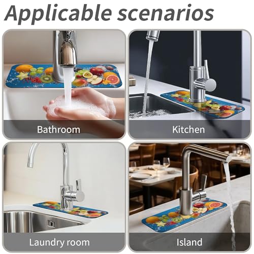 Faucet Fast Absorbent Pad - Fresh Fruit Water Splash , Suitable For Kitchen, Bathroom, Island And Other Scenes - color: Fresh Fruit Water Splash