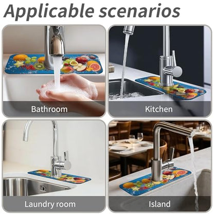 Faucet Fast Absorbent Pad - Fresh Fruit Water Splash , Suitable For Kitchen, Bathroom, Island And Other Scenes - color: Fresh Fruit Water Splash