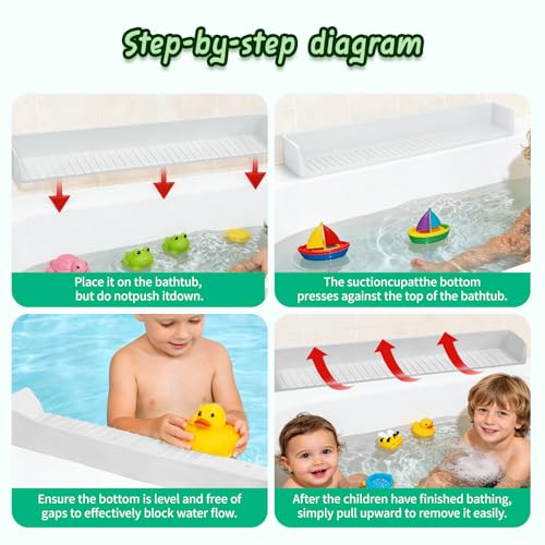 Kids Bathtub Splash Guard, Shelf & Toddler Bath Toy Tray - White | Bathtub Splash Guard PlayPad Shelf Area with Strong Suction Cups, Bathtub Ledge Guard, Fun Bath Time for Toddlers Baby - color: White