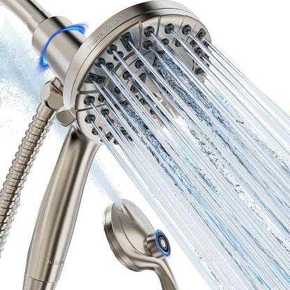 9 Settings High Pressure Magnetic Shower Head with Handheld | Power Wash for Tub&Tile, Magnetic Bracket, Pause Mode for Water Saving, Easy Clean Nozzles, Stainless 6ft Hose, Satin Nicke - color: Satin Nickel