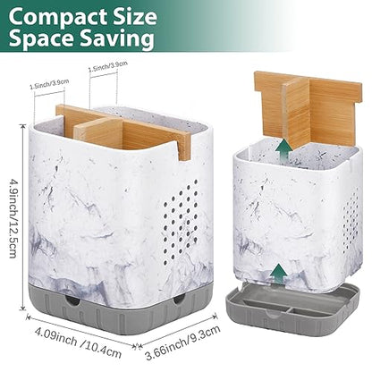 Boperzi Toothbrush Holders, Kids Toothbrush Holder with Drainage, Detachable Anti-Slip Electric Toothbrush Holder, Toothpaste Organizer Storage Caddy for Bathroom Countertop, Shower, Kitchen, Vanity - color: Gray& Marble