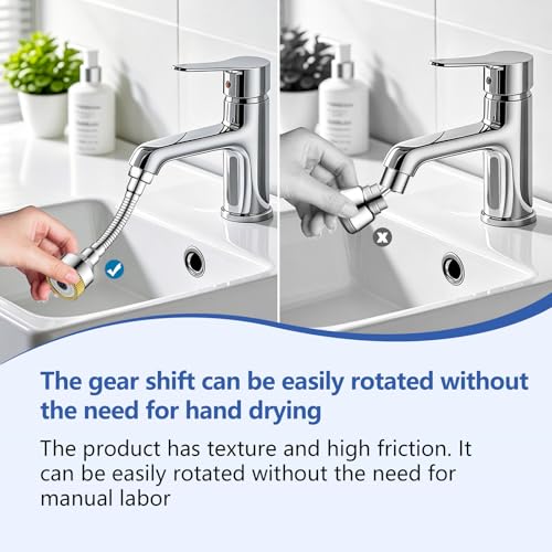 Faucet Sink Aerator/Extender/Sprayer/nozzle,Faucet Attachment Replacement for Bathroom&Kitchen, Anti-slip Swivel Aerator with 55/64" Threaded Adapter (Long-length silver) - color: Long-length silver