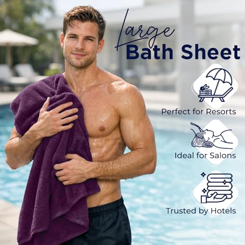 DAN RIVER 2 Pack Bath Sheets Extra Large 35x70, Large Bath Towels for Adults, XL Oversized Heavy Duty Towel Set, 600 GSM 100% Ring Spun Cotton, Soft Quick Dry, Purple Passion - color: Purple Passion