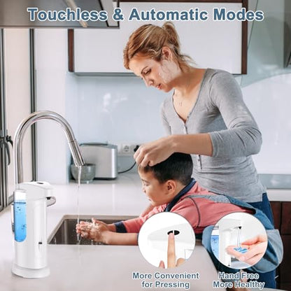 12.5oz Automatic Liquid Soap Dispenser, Touch-Free Battery Operated Adjustable Soap Dispensing Volume for Kitchen Bathroom - color: White