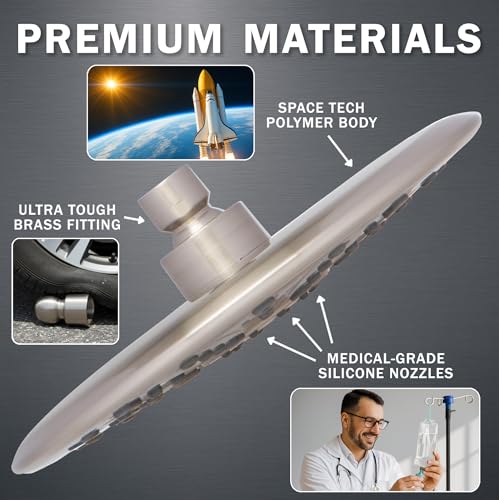 Luxury Rain Shower Head - 2.5 GPM - Brushed Nickel | 9 Inch Large, High Flow, Overhead Rainfall Showerhead With Self-Clean Nozzles, Easy Install, Adjustable Brass Ball Joint - color: Brushed Nickel, size: 2.5 GPM