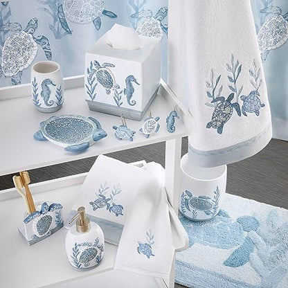Avanti Linens - Waste Basket, Decorative Trash Can, Sealife Bathroom Decor (Caicos Collection) - size: Wastebasket
