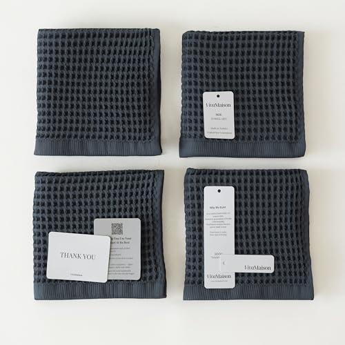 Premium Waffle Hand Towels Pack of 4 Extra Large 20x35 inch - 100% Turkish Cotton, Waffle Weave, Quick Dry, Lint Free, Super Absorbent, Thin Hand Bath Towel (Brown, Set of 4 Hand Towels) - color: Brown, size: Set of 4 Hand Towels