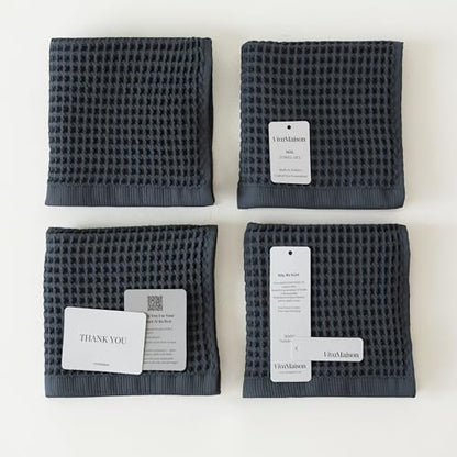 Premium Waffle Hand Towels Pack of 4 Extra Large 20x35 inch - 100% Turkish Cotton, Waffle Weave, Quick Dry, Lint Free, Super Absorbent, Thin Hand Bath Towel (Brown, Set of 4 Hand Towels) - color: Brown, size: Set of 4 Hand Towels