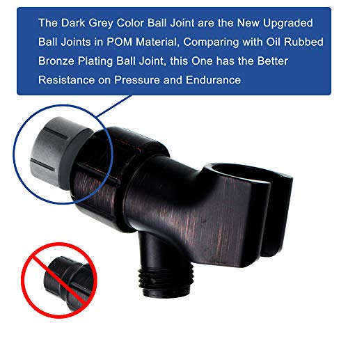 YOO.MEE Adjustable Shower Arm Bracket, 360° Swivel Ball Joint | POM ball joint, large angle adjustable, fits handheld showers, oil rubbed bronze finish