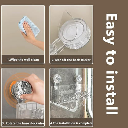 Shower Caddy Suction Cup, Wall Mounted Rack Organizer Removable Bathroom Shelf, No Drilling Larger Storage Rack Upgraded, Bathroom Suction Caddy - style: Large size, 1 piece