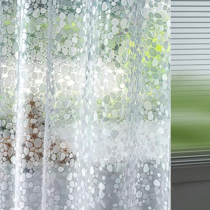 Ga-Geetopia Short - EVA Clear Shower Curtain Liner, Pebble Pattern 72x66 Inch Lightweight Plastic Bathroom Shower Showroom Inner Curtain with Rustproof Metal Grommets and Weighted Magnets - color: 3d Pebbles, size: 66"W x 72"L (Pack of 1)