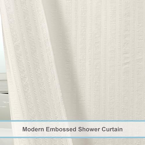 Aiyufeng Cream Stall Fabric Shower Curtain - Soft & Lightweight Small Shower Curtain with Texture for Narrow Stall Size, Machine Washable - 36x72, Cream - color: Cream, size: 36"W x 72"L (Pack of 1)