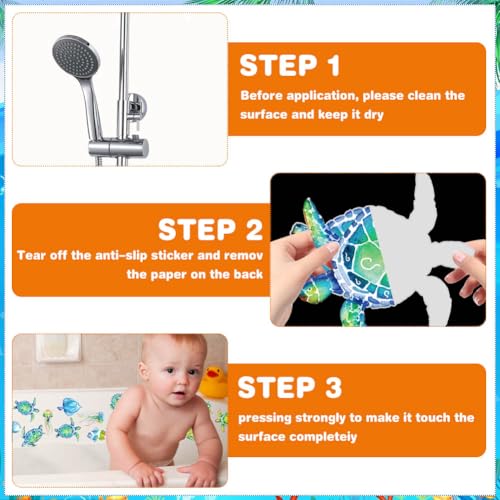 20 Pcs Non Slip Bathtub Stickers Submarine Sea Creature Anti Slip Decals Adhesive Turtle Fish Jellyfish Bathtub Appliques with Scraper for Shower and Bath(Color C) - color: Color C