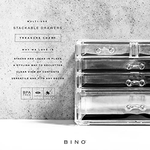 BINO THE MANHATTAN SERIES Acrylic Makeup Drawer Organizer-3 Large 2 Small Drawer | Clear Beauty Organizers and Storage| Cosmetic & Makeup Organizer | Home Organization| Jewelry & Vanity Accessories - size: 3 Large, 2 Small Drawer