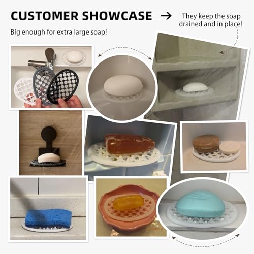 2 Pack Soap Dish for Shower, Non-Slip Silicone Bar Soap Holder with Efficient Drainage Holes for Bathroom Sink, Self Draining Soaps Saver Pad for Shower Niche, Shelf (Black- 2Pcs) - color: Black- 2pcs