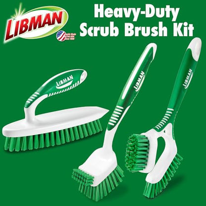 Libman Heavy Duty Scrub Brush Kit for Tub, Tile & Grout, 3 Brush Styles | Heavy-duty household scrub brush kit for tub, tile, and grout; 3 brushes included. - style: Heavy Duty Scrub Brush Kit