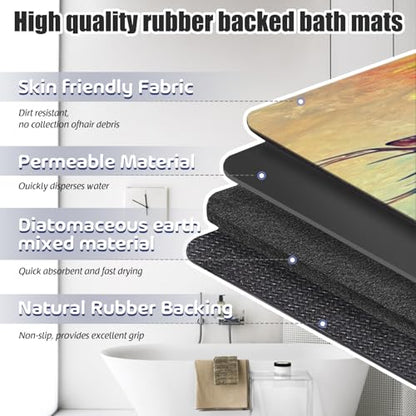 Bathroom Runner Mat Rugs Long,Hipster Deer Landscape Nature Scenery Picture Diatomite Stone Bath Mat Large Absorbent Diatomaceous Earth Mat Non Slip Fast Dry Shower Mat Bathroom Rugs 16x42in - color: Design07