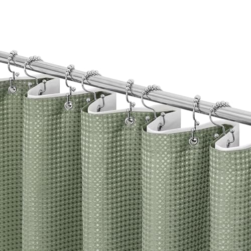 2 in 1 Black Shower Curtain Set with PEVA Liner, 36 x 72 | Modern hotel style, contemporary bathroom decor, dual-layer design, water-resistant surface, compact shower space - color: 2 in 1 - Sage Green, size: 36"W x 72"L (Pack of 1)