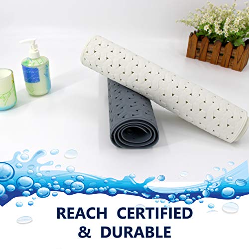 SafeLand- Non-Slip Bath, Shower, Tub Mat, TPR Material, Eco-Friendly, Non-PVC, Machine Washable, No Odor, with Powerful Suction Cups and Drain Holes, Tweed (15"x30" Gray) - color: Gray