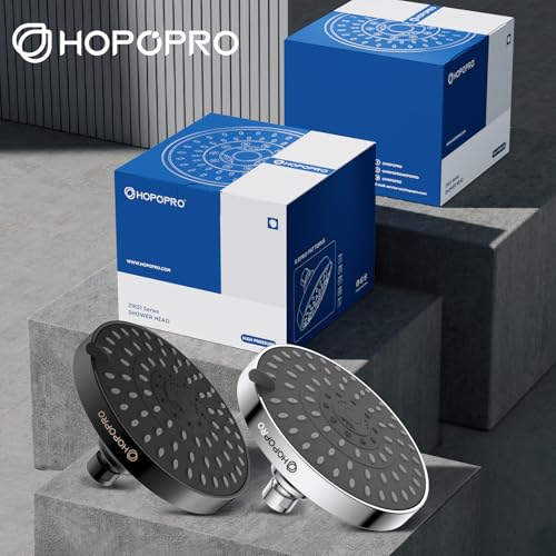 High Pressure Shower Head, HOPOPRO 5-Mode Fixed Showerhead, NBC Recommended | The Washington Post, NBC News, Today TV Show Recommended, Consumer Reports Tested High Flow Fixed Shower Head (6 Inch Black) - color: Matte Black Modern, style: 6 Inch Modern
