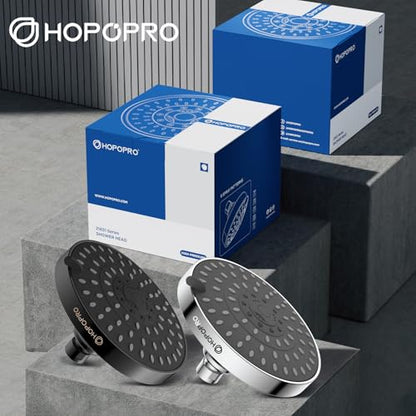 High Pressure Shower Head, HOPOPRO 5-Mode Fixed Showerhead, NBC Recommended | The Washington Post, NBC News, Today TV Show Recommended, Consumer Reports Tested High Flow Fixed Shower Head (6 Inch Black) - color: Matte Black Modern, style: 6 Inch Modern