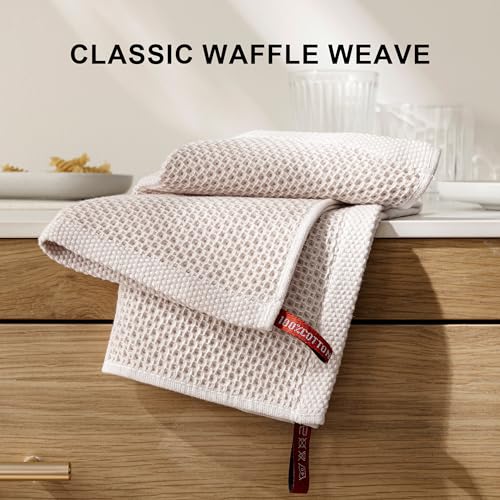 joybest Cotton Kitchen Dish Cloths, 8-Pack Waffle Weave Ultra Soft Absorbent Dish Towels Washcloths Quick Drying Dish Rags, 12x12 Inches, Beige - color: Beige, size: 12 in x 12 in