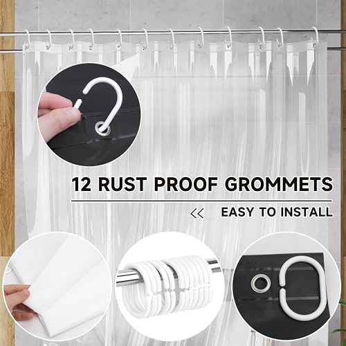 White Waterproof Fabric Shower Curtain Liner 72"x72"with PEVA Shower Curtain Liner with Rustproof Grommets and 3 Magnets - Soft Hotel Quality Cloth Shower Liner, Light-Weight Standard Size - color: White, size: 72"W x 72"L (Pack of 1)