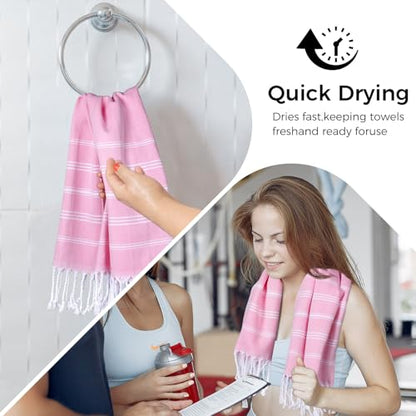 cabanana Hand Towels for Bathroom - 2-Pack,20x30 Inch-100% Cotton,Turkish Bathroom Hand Towels,Super Absorbent & Quick-Dry Soft for Bath, Kitchen, Spa, Face, Hair, Dishcloth (Pink) - color: Pink 20x30