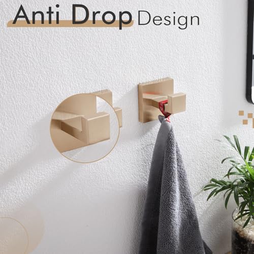 KOKOSIRI Robe Hooks for Bathrooms Towel Hooks Coat Hook Kitchen Garage Heavy Duty Wall Mounted Champagne Bronze Stainless Steel, 2 Pack B1010CPG-P2 - color: Champagne Bronze, size: 2 Pack