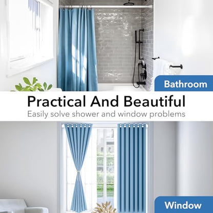 White Shower Curtain Rod - Adjustable 45-77 inch Tension Curtain Rod, Spring loaded Curtain Rod for Bathroom Window - color: White, size: 45 to 77 inch-1pc