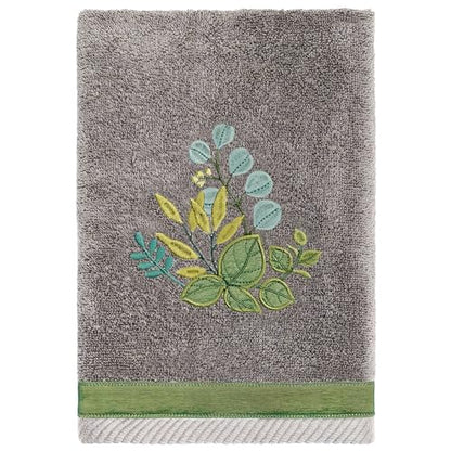 Verdant 4-Piece Luxury Towel Set, Applique Embroidered Bouquet, Plush Turkish Cotton, Durable & Quick Dry, Vibrant Bathroom Ensemble, 2 Bath 2 Hand Towels, Charcoal - color: Charcoal, size: 2 Pcs Bath 2 Pcs Hand Towel