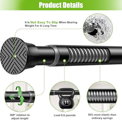 1 Pack Shower Curtain Rod 31-62 Inches Black Adjustable Tension Curtain Rod No Drilling Spring Loaded Curtain Rods Shower Rods For Bathroom,Window,Closet,Room Divider,7/8 Inch Diameter - color: Black, size: 31" to 62"-1Pcs