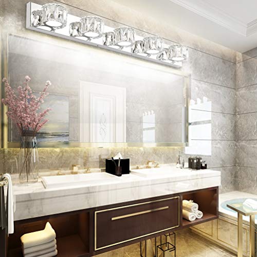 Aipsun 5 Lights Crystal Vanity Lights Modern LED Vanity Lights for Bathroom Vanity Lighting Fixtures Modern Bathroom Wall Light - size: 5 light