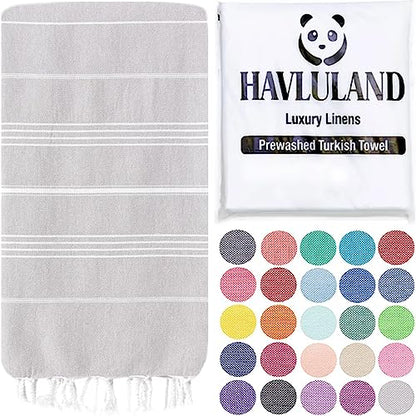 Turkish Beach Towel, Oversized 40" x 72", 100% Cotton- Light Grey | Quick Dry, Sand Resistant, Reversible, Machine Washable, Lightweight Peshtemal Towel for Beach, Pool, Travel & Spa - color: Light Grey