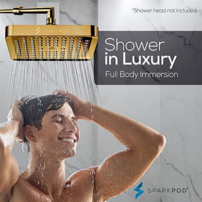 SparkPod Rain Shower Head, 6 Inch Square, Egyptian Gold Finish | High Pressure Shower Heads, 90 Nozzles, Adjustable Showerhead, No Tools Needed, Universal Connection - color: Egyptian Gold, style: 6 Inch Square
