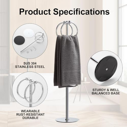 Adjustable Chrome Towel Rack,Freestanding Bathroom Towel Holder - color: Chrome
