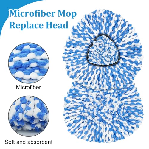 Spin Mop Handle, Mop Heads Replacements,Scrubber Brush and Mop Base Compatible with Ocedar RinseClean 2-Tank System, Mop Handle and Head Replacement Combo Set for Wet Dry Use Floor Cleaning - size: 4 pack mop heads set